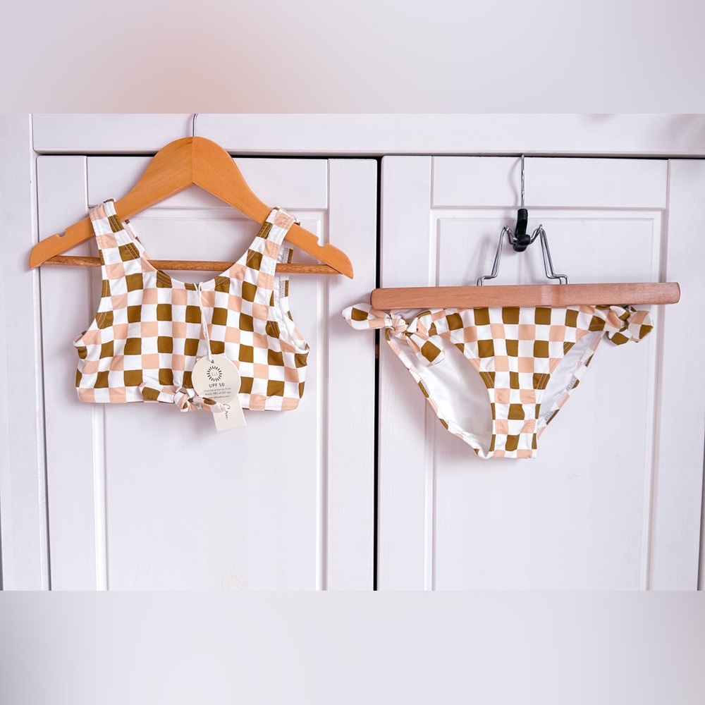 NWT! Rylee & Cru Knotted Swimsuit - Retro Check (6/7 years)